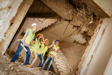 Four construction architects in building damaged in the disaster.